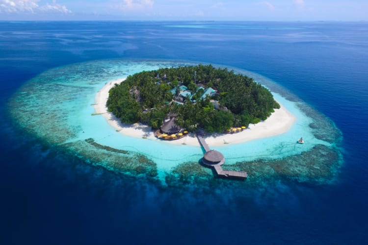 Aerial view of island